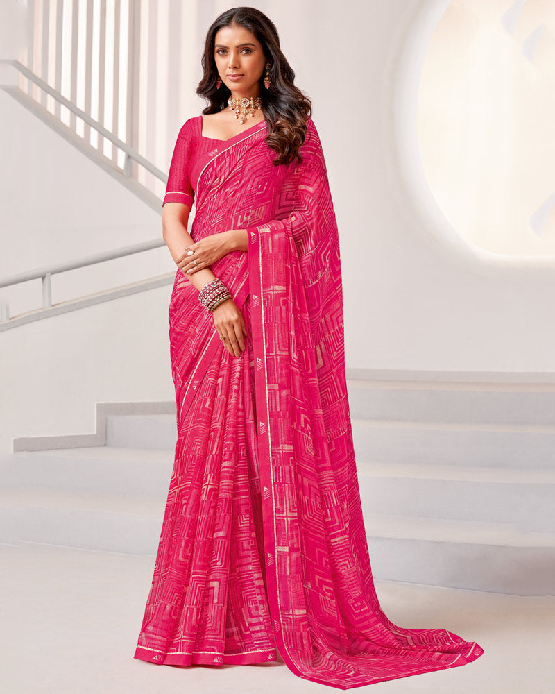 Vishal Prints French Rose Printed Georgette Saree With Fancy Border