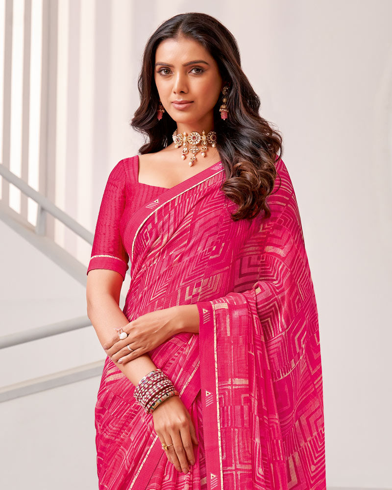Vishal Prints French Rose Printed Georgette Saree With Fancy Border