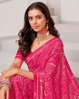 Vishal Prints French Rose Printed Georgette Saree With Fancy Border