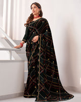 Vishal Prints Black Printed Georgette Saree With Fancy Border