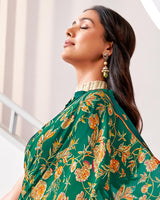 Vishal Prints Dark Green Printed Georgette Saree With Fancy Border