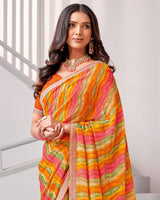 Vishal Prints Multi Color Printed Georgette Saree With Fancy Border