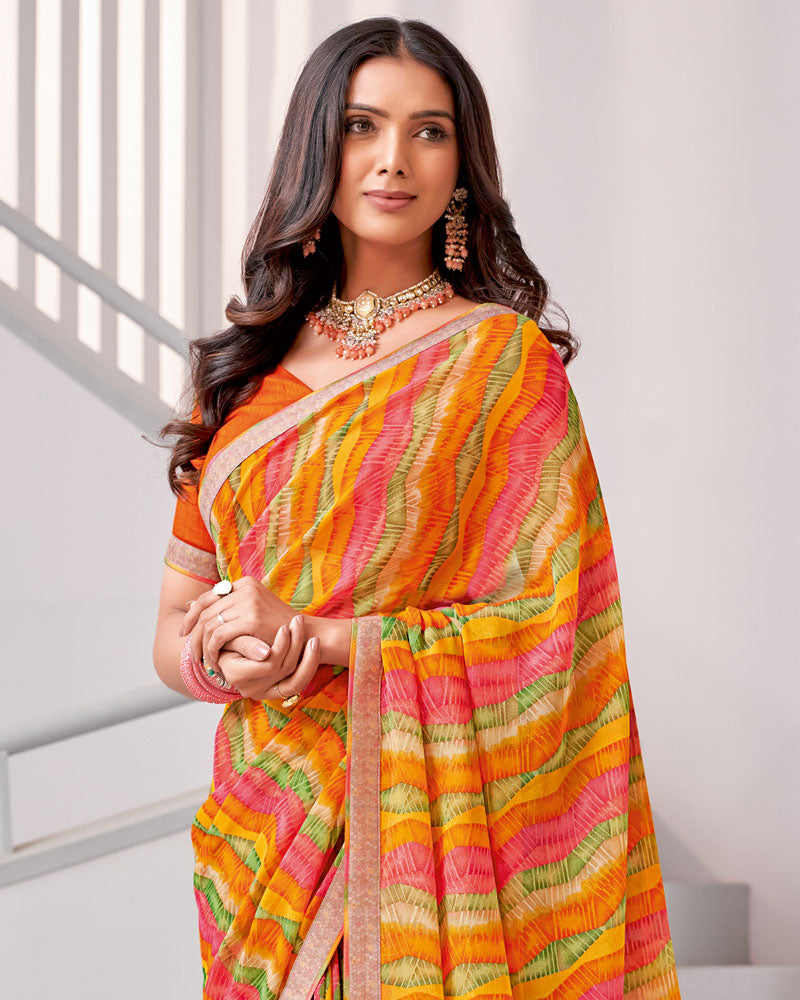 Vishal Prints Multi Color Printed Georgette Saree With Fancy Border