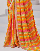 Vishal Prints Multi Color Printed Georgette Saree With Fancy Border