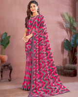 Vishal Prints Multi Grey Printed Georgette Saree With Fancy Border