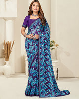Vishal Prints Dark Violet Digital Print Georgette Saree With Fancy Border