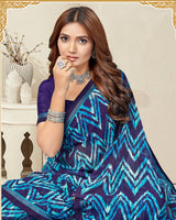 Vishal Prints Dark Violet Digital Print Georgette Saree With Fancy Border