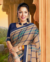 Vishal Prints Dark Beige Printed Georgette Saree With Border