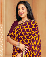 Vishal Prints Maroon Printed Georgette Saree With Border