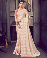 Vishal Prints Pastel Brown Patterned Chiffon Printed Saree With Diamond And Core Piping
