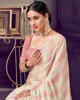Vishal Prints Pastel Brown Patterned Chiffon Printed Saree With Diamond And Core Piping