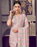 Vishal Prints Light Pink Patterned Chiffon Printed Saree With Diamond And Core Piping