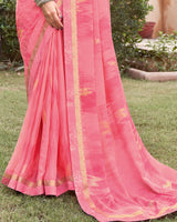 Vishal Prints Pink Printed Fancy Chiffon Saree With Foil Print And Border