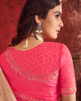 Vishal Prints Pharlap Orange Designer Fancy Chiffon Saree With Diamond Work And Core Piping