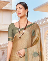 Vishal Prints Pastel Brown Designer Chiffon Saree