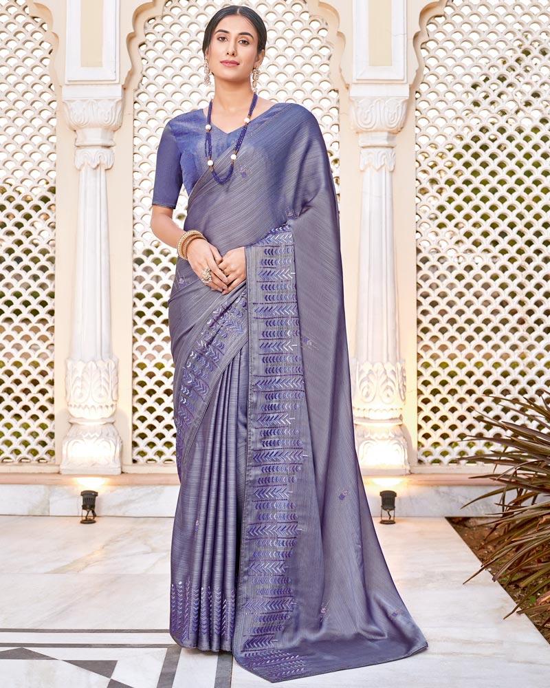 Vishal Prints Light Violet Designer Chiffon Saree