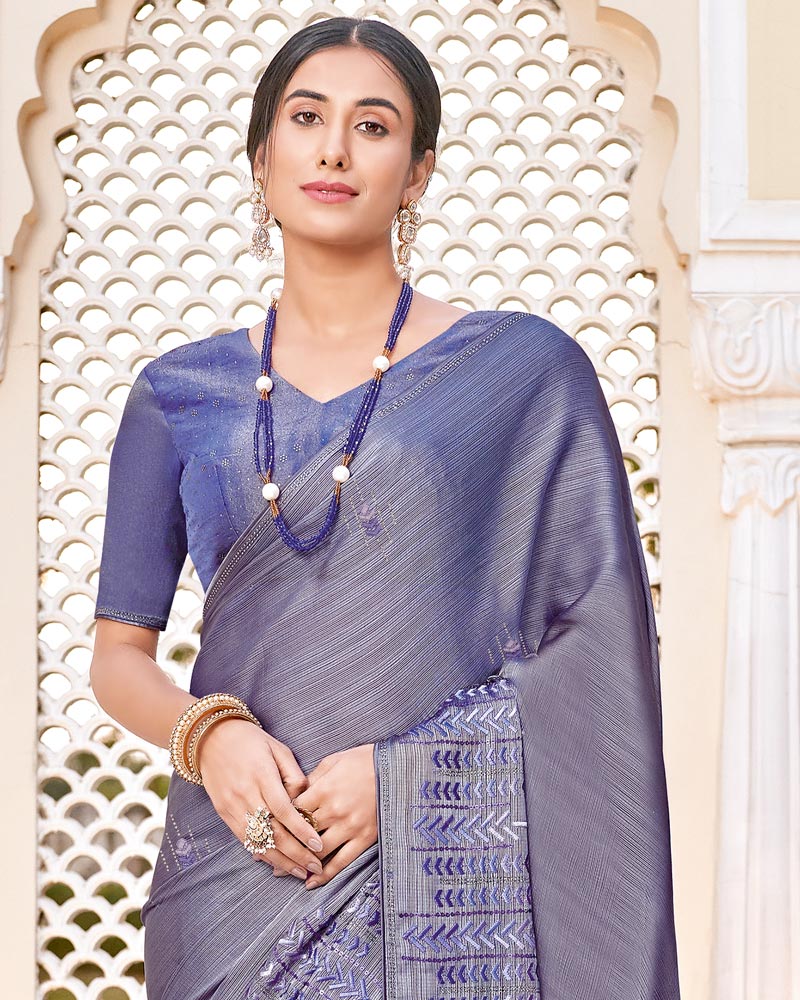 Vishal Prints Light Violet Designer Chiffon Saree