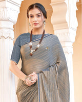 Vishal Prints Sand Brown Designer Chiffon Saree
