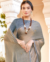 Vishal Prints Sand Brown Designer Chiffon Saree