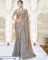 Vishal Prints Coffee Brown Designer Chiffon Saree