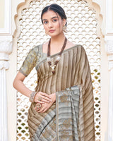 Vishal Prints Coffee Brown Designer Chiffon Saree