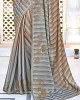 Vishal Prints Coffee Brown Designer Chiffon Saree