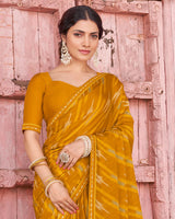 Vishal Prints Mustard Printed Criva Crepe Saree With Fancy Border