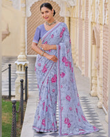Vishal Prints Mauve Printed Georgette Saree With Fancy Border