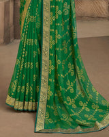 Vishal Prints Green Brasso Saree With Zari Border