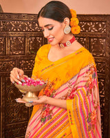 Vishal Prints Gold Printed Georgette Saree With Border