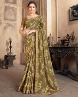 Vishal Prints Dusty Brown Criva Crepe Saree With Zari Border
