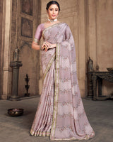Vishal Prints Lavender Criva Crepe Saree With Zari Border