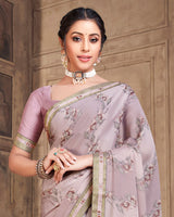 Vishal Prints Lavender Criva Crepe Saree With Zari Border