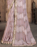 Vishal Prints Lavender Criva Crepe Saree With Zari Border
