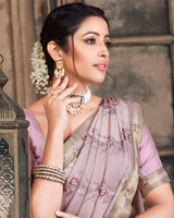 Vishal Prints Lavender Criva Crepe Saree With Zari Border