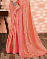 Vishal Prints Dark Pink Printed Criva Crepe Saree With Fancy Border