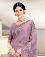 Vishal Prints Light Purple Printed Crepe Saree With Border