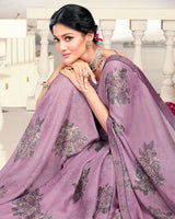 Vishal Prints Light Purple Printed Crepe Saree With Border