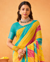 Vishal Prints Sunshade Orange Printed Georgette Saree With Satin Piping