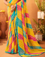 Vishal Prints Sunshade Orange Printed Georgette Saree With Satin Piping