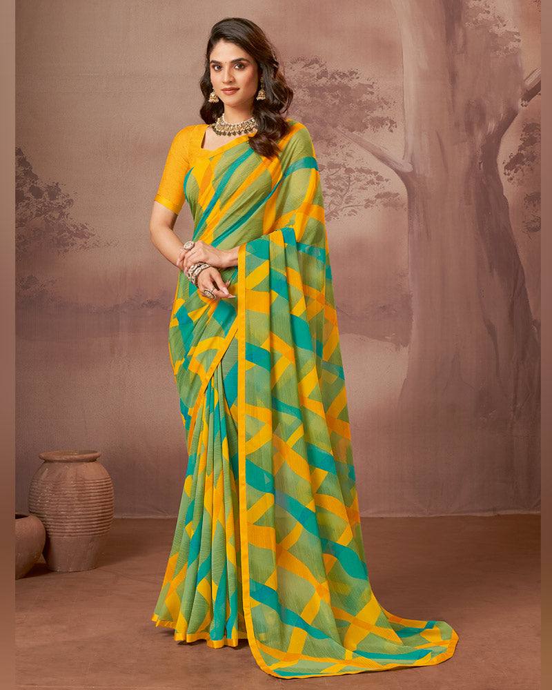 Vishal Prints Multicolour Printed Georgette Saree With Satin Piping