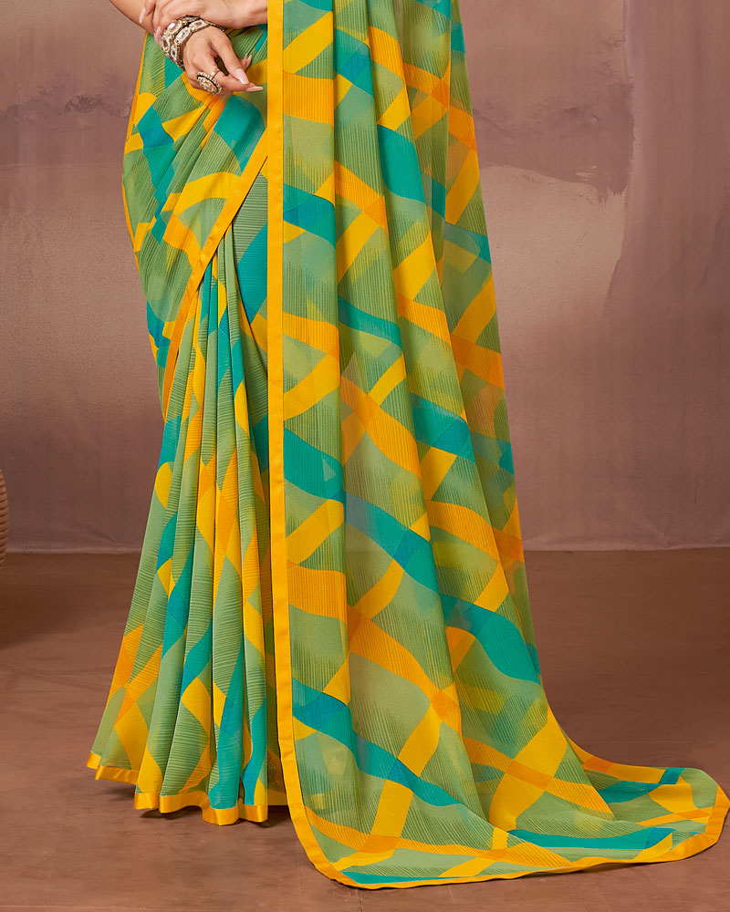 Vishal Prints Multicolour Printed Georgette Saree With Satin Piping