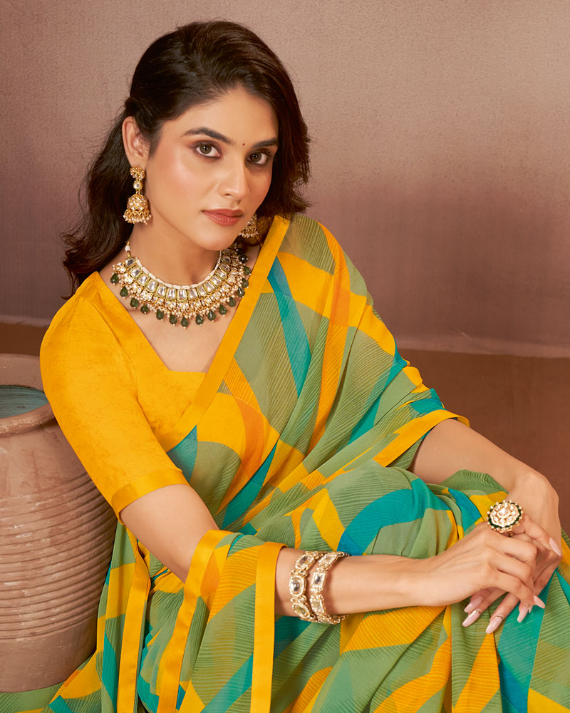 Vishal Prints Multicolour Printed Georgette Saree With Satin Piping