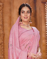 Vishal Prints Baby Pink Cotton Brasso Saree With Foil Print