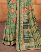 Vishal Prints Turquoise Green Cotton Brasso Saree With Foil Print