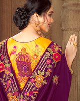 Vishal Prints Magenta Art Silk Saree With Embroidery Work
