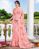 Vishal Prints Pastel Pink Digital Print Georgette Saree With Fancy Border