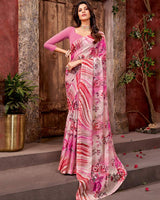 Vishal Prints Pastel Pink Fancy Chiffon Digital Print Saree With Core Piping