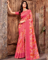Vishal Prints Dark Pink Fancy Chiffon Digital Print Saree With Core Piping