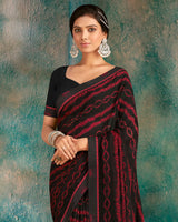 Vishal Prints Black Printed Chiffon Saree With Fancy Border